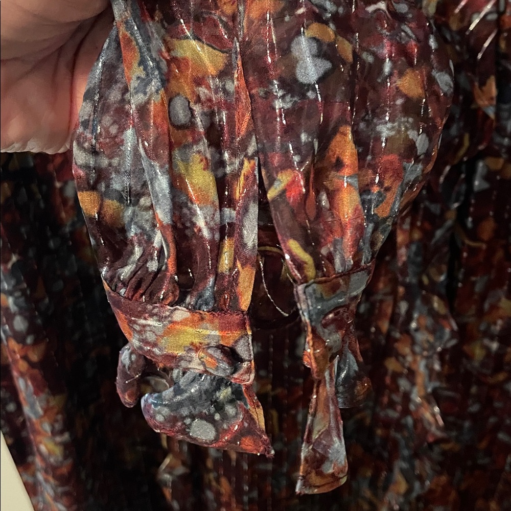 Lafayette 148 XS NWT Antique Ruby Multi Long Sleeve Maximalist Renaissance Dress - Picture 9 of 12
